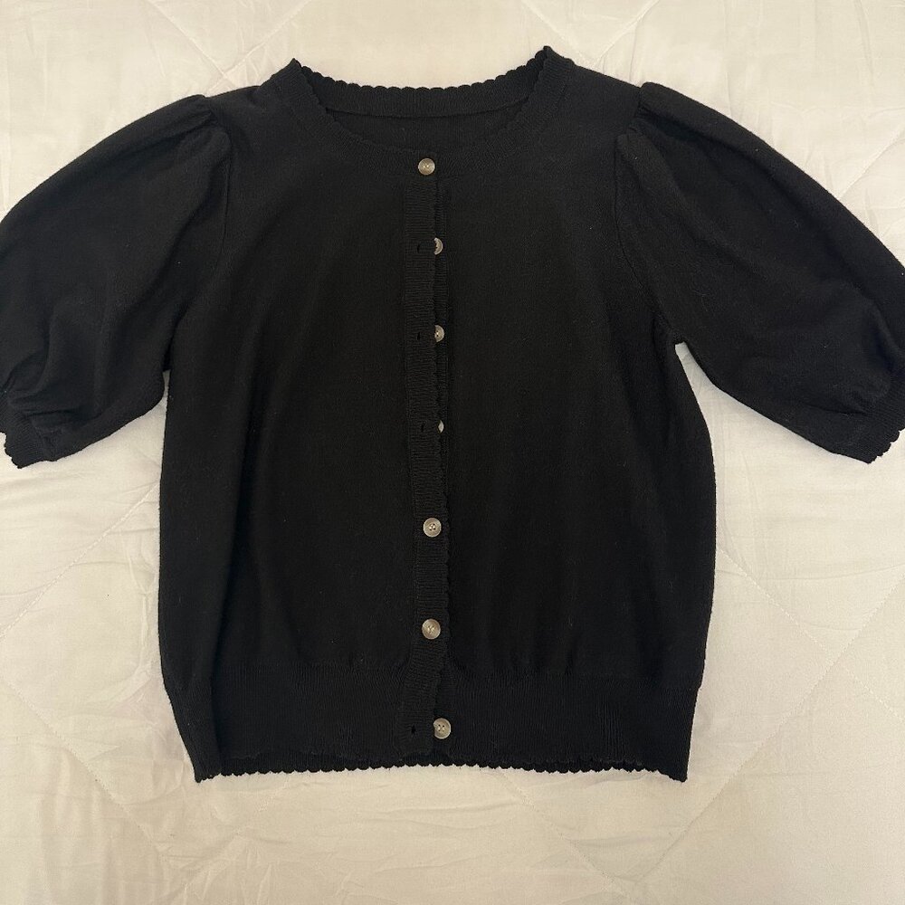 Cropped Black Cardigan Sweater